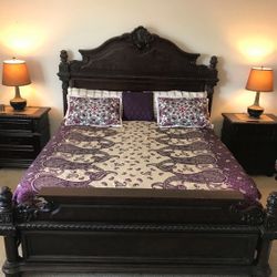 Bed  set  with Dresser Mirror And Two Side Stands And Mattress. 