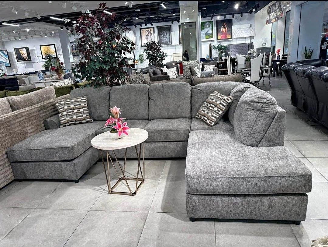 BRAND NEW GREY DOUBLE CHAISE SECTIONAL SAME DAY DELIVERY