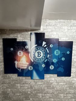Businessman pointing to Bitcoin Network Canvas Wall Art