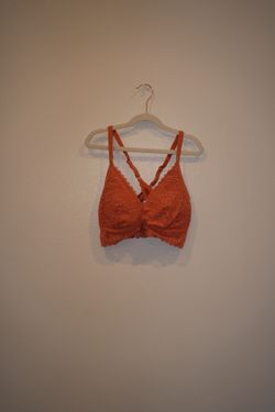 Aerie Fa La Lace Boho Strappy Back Longline Lace Bralette Orange