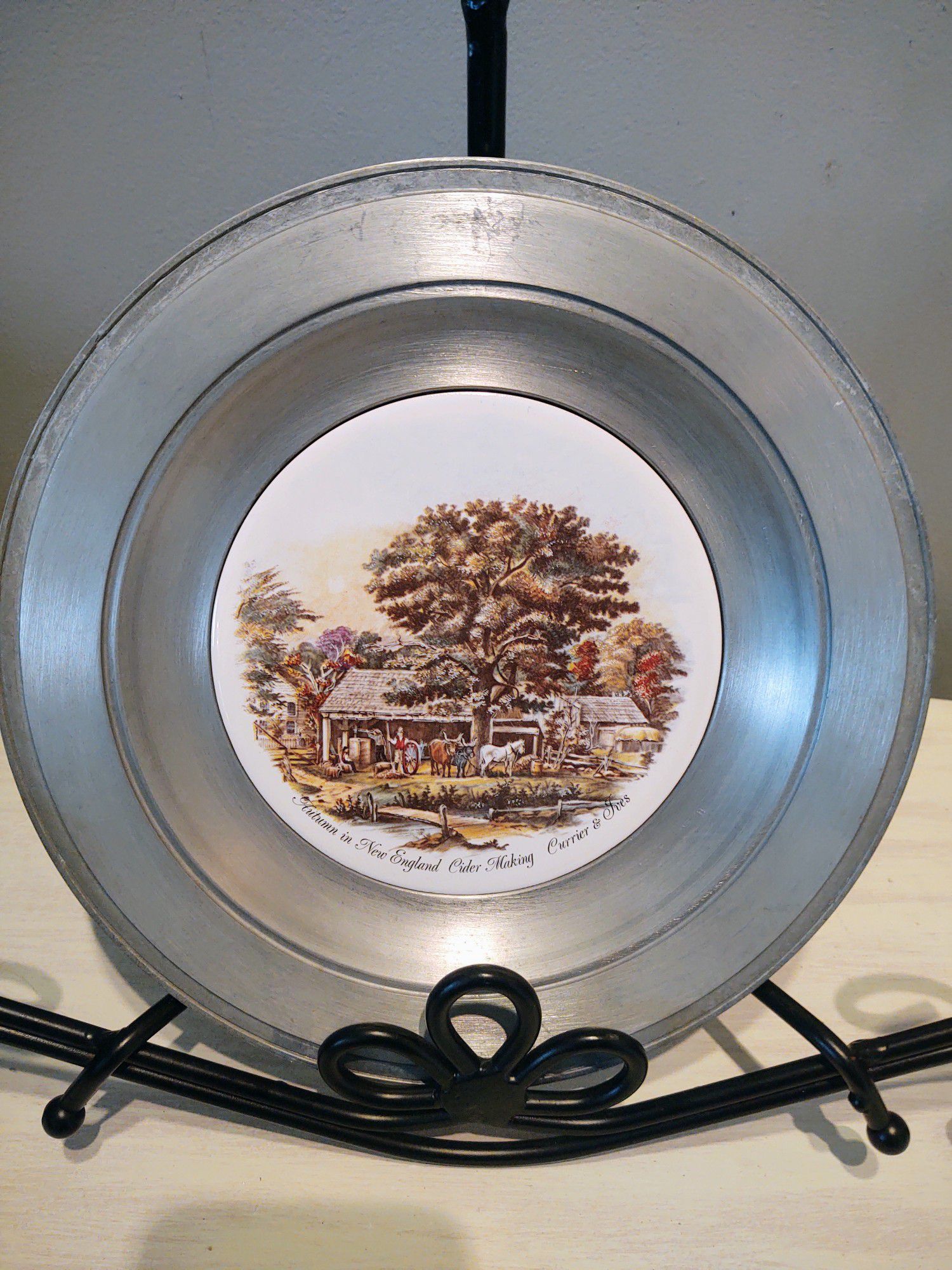 Vintage Currier And Ives Pewter Plate