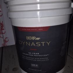 5gal BEHR DYNASTY Ultra Pure White Flat Exterior Stain-Blocking Paint & Primer