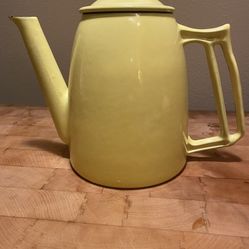 Yellow Cast Iron Coffee/Tea Pot MCM made In Belgium 