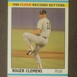 1988 Fleer Roger Clemens Boston Red Sox #7 Record Setters Baseball Card Vintage Collectible Sports MLB