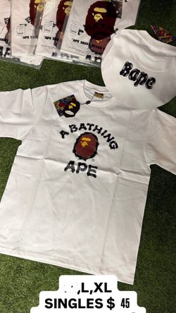 White Brown Bape ape shirt Size Large with All