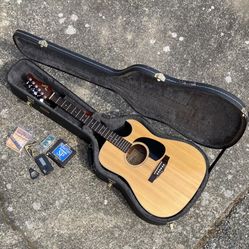 Vintage Cort acoustic electric guitar and case
