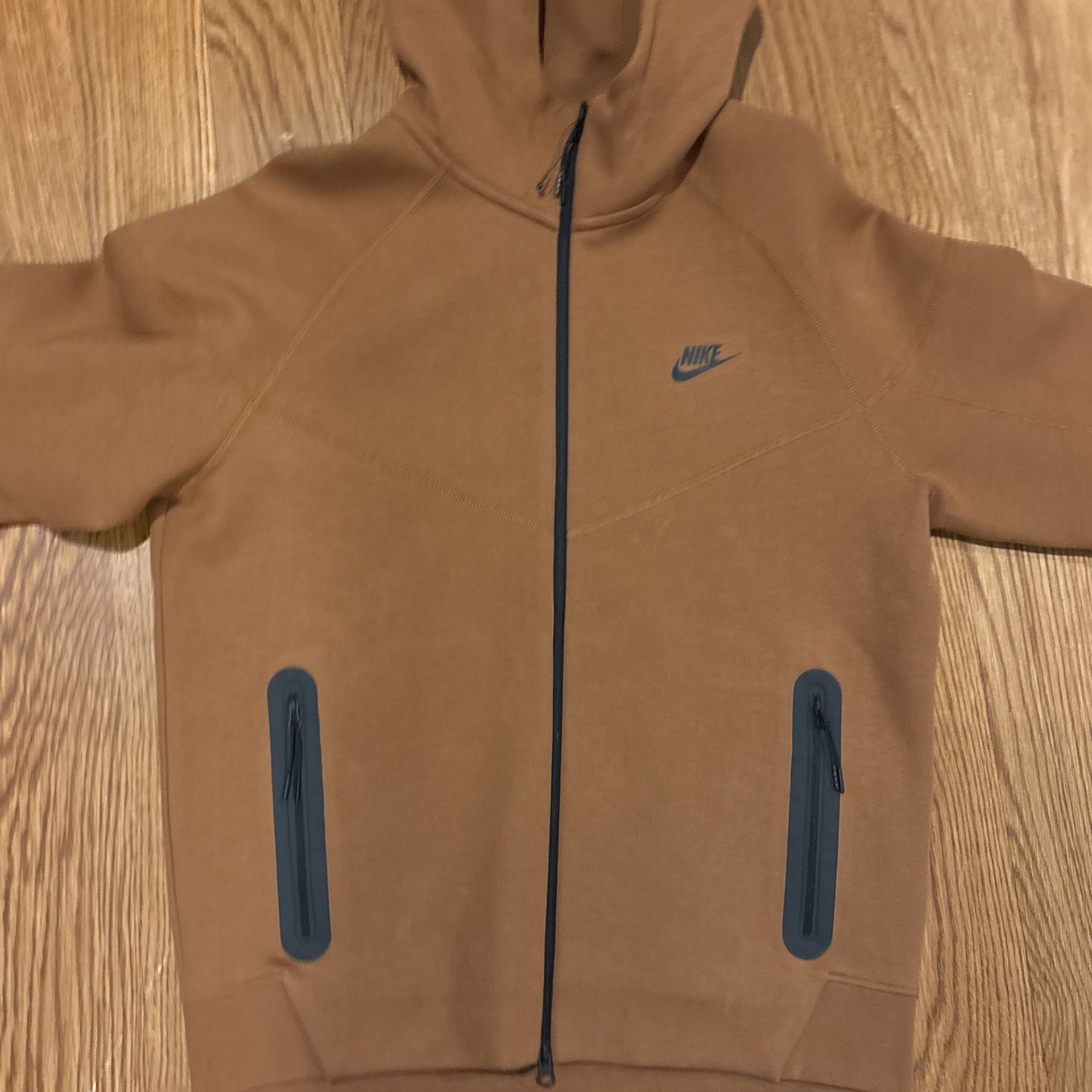 Nike Tech Fleece Full Zip Hoddie Light British Tan Black