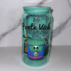 custom glass can cup 160z Ponte Vicks And Keep Going