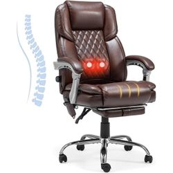 274 EROMMY Heated Massage Reclining Office Chair, 300 Lbs Capacity - Brown