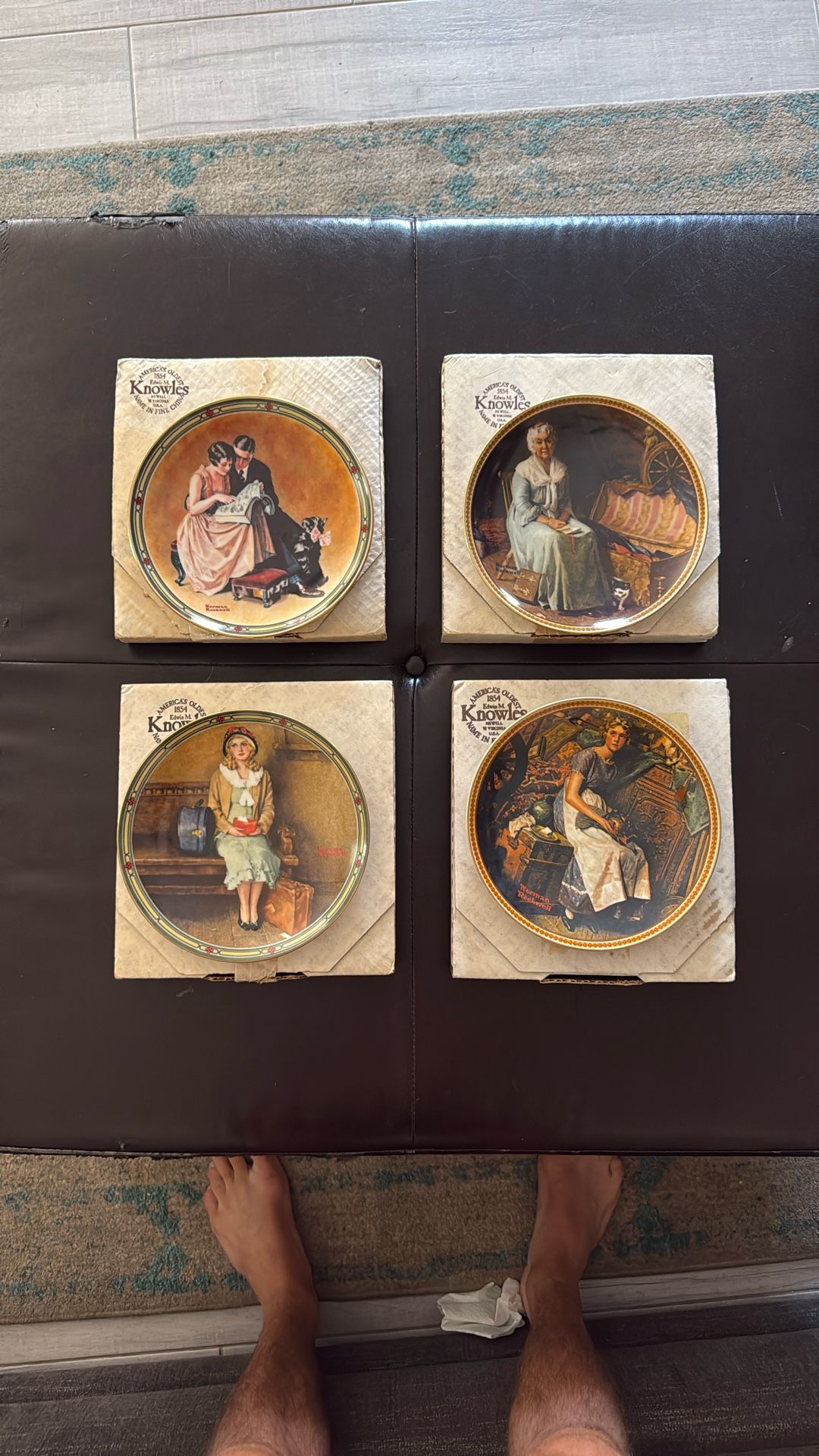 Set Of 4 Norman Rockwell Antique Vintage Fine China Collectible Plates