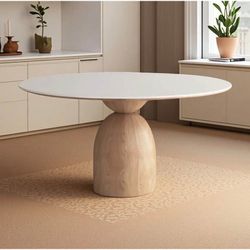George Oliver 53” White Sintered Stone Round Dining Table | New Open Box - Delivery Available