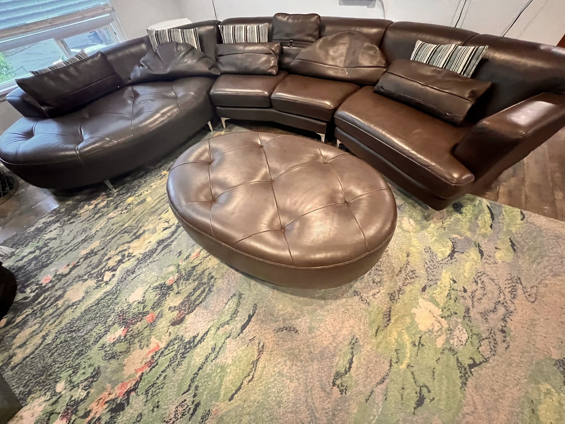 Modern Curve Italian Leather Sectional