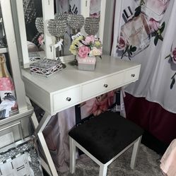 3pc White Vanity/desk Set