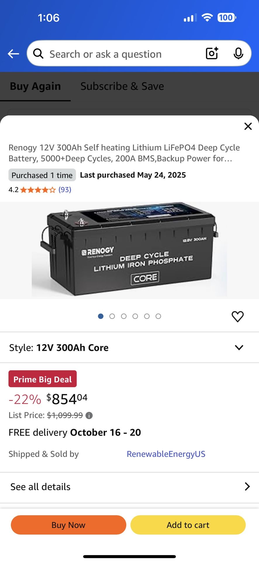 Renogy 12V 300Ah Battery