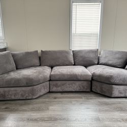 Large Plush Gray Sectional Couch- Comfy & Stylish - $250