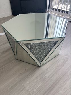 Mirrored Coffee Table w/ Crushed Diamonds
