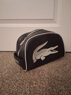 Lacoste Toiletry Bag / Dopp Kit – Black & White, Large Croc Logo