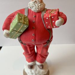 Vtg Porcelain Santa Claus Wind Up Musical 12" Christmas Decoration 1982