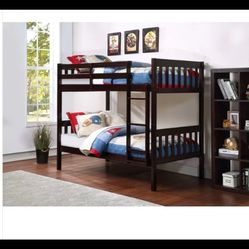 Brand New Espresso Twin/Twin Wood Bunkbed