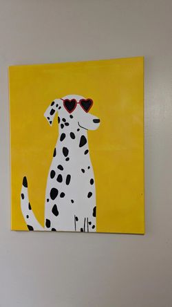 Original Dalmatian Dog Painting – Bold Pop Art Style  30x24 in – Yellow Wall Art