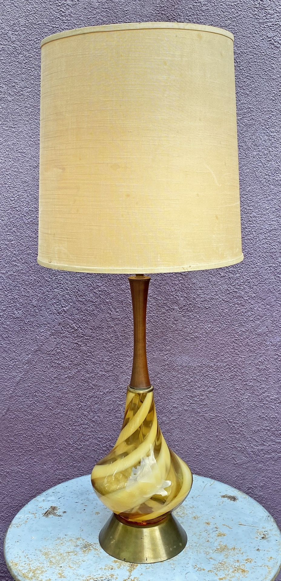 Mid century swirled glass table lamp