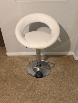 White Faux Leather Adjustable Bar Stool