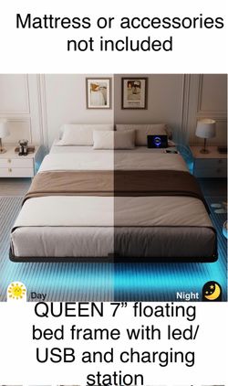 QUEEN 7” FLOATING BED FRAME📣DOES NOT INCLUDE MATTRESSES OR ACCESSORIES 👉 4075 S 32nd St, Phoenix, AZ 85040