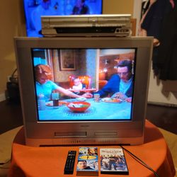 Toshiba 27" CRT TV With Remote Funai 4 Head HiFi VCR VHS Recorder DVD Player Combo