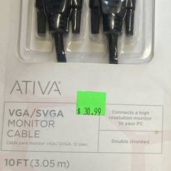 Ativa VGA /SVGA Monitor Cables (2) $7.00 each *New