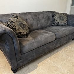 Grey Tufted Sofa And Loveseat