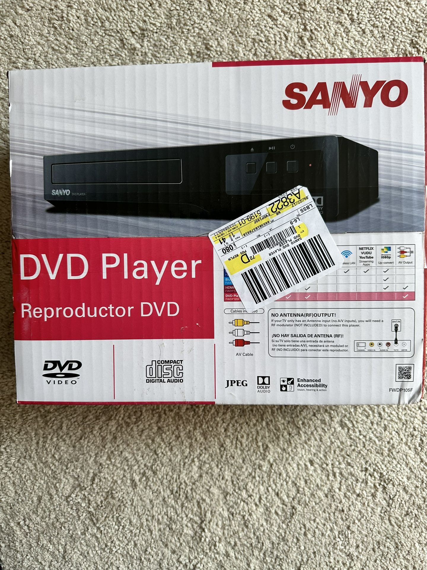 SANYO FWDP105F DVD Player - New