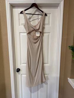 NWT Altar'd State Women's XS Dress Neutral Cleo Cutout Viscose / Lenin Blend