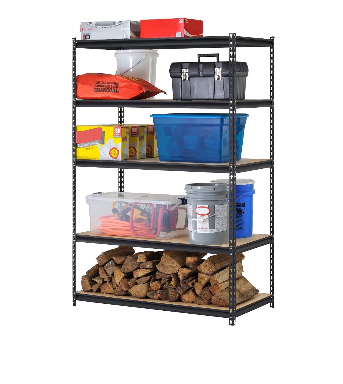 Muscle Rack 48"W x 24"D x 72"H 5-Shelf Steel Freestanding Shelving Unit; Black