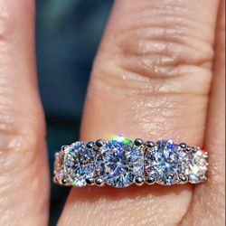 2.5 Carat Moissanite 18kt White Gold Plated Sterling Silver Ring.