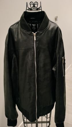 Men's Fried Denim Black Biker Jacket XL