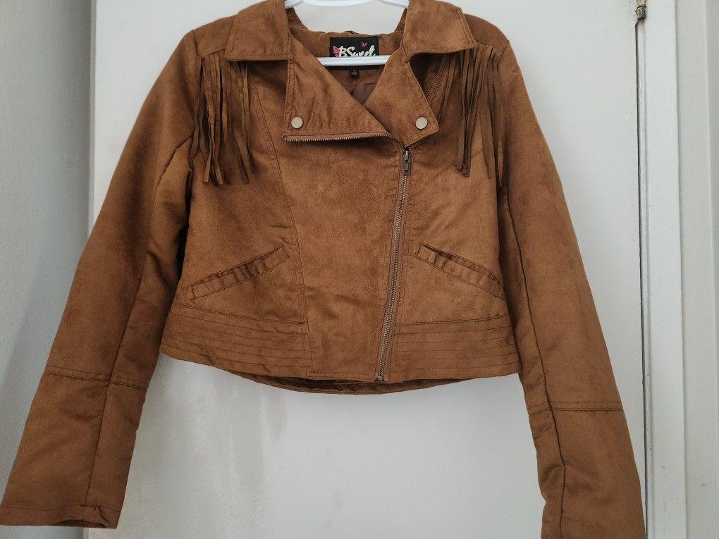 Fringe Suede Jacket With Zipper