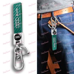 Green Keychain Lanyard Quick Release Key chain Leather for Audi A1 A4 Q5 Q7 TT X1 -(3-LKC-AUDI-CFGR