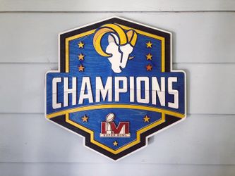 LA Rams Champions Wood Sign