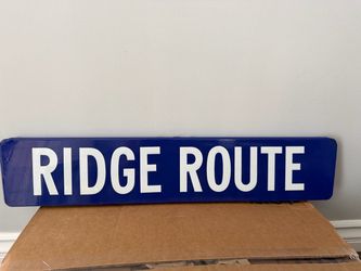 Ridge Route blue porcelain Los Angeles county sign
