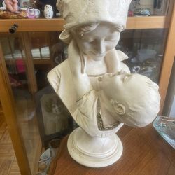 Vintage Madonna And Child Bust Statue 