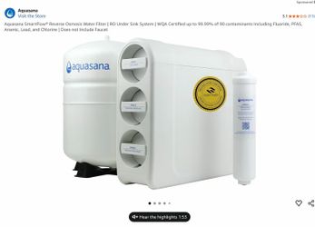 Aquasana SmartFlow Reverse Osmosis Water Filter System – No Faucet Included