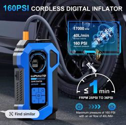 4000A Sturdy Portable Jump Starter Automotive Kit - 12V Car Battery Jumper, 160PSI Inflatable Air Co