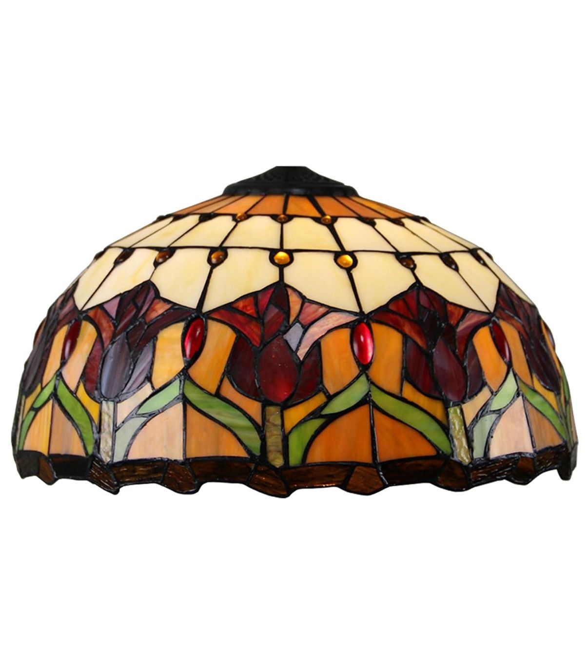 16 Inch Tulip Lampshade Replacement, Tired Style Floral Stained Glass Lamp Shade Only for Table Lamps Pendant Set