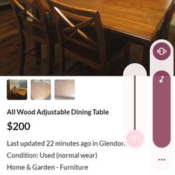 All Wood Adjustable Dining Table