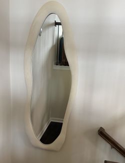 Amon Full Length 63" x 24" Mirror Velvet Wavy Floor Mirror