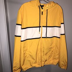 Forever 21 Men Yellow Windbreaker - Adult Medium 