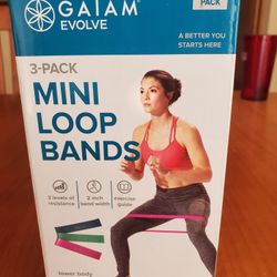 Evolve By Gaiam 3 Pack Mini Loop Bands 3 Levels of Resistance Exercise Fitness.  NEW