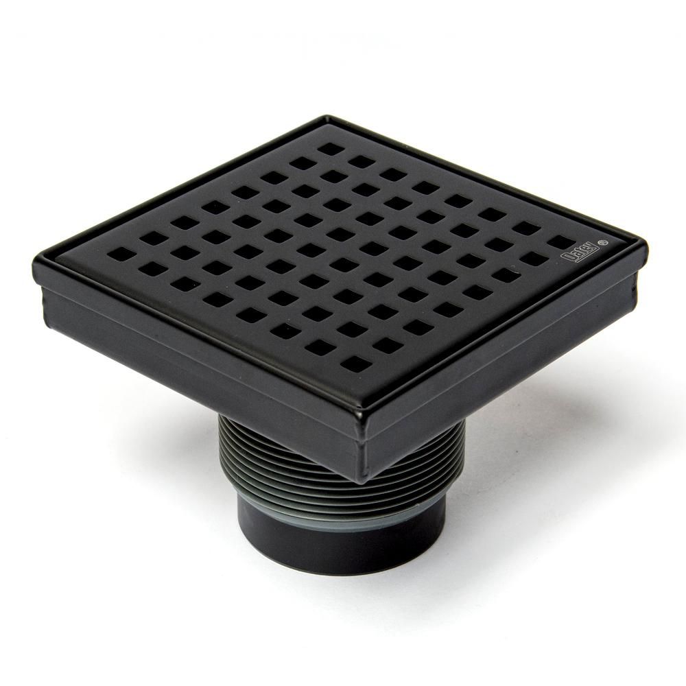 Designline 4 in. X 4 in. Stainless Steel Square Shower Drain with Square Pattern Drain Cover in Matte Black