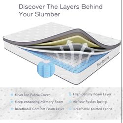 Martisiluna Twin Mattress, 10.5 Inch Memory Foam Full Hybrid Mattress