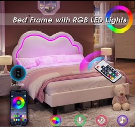 Queen kids, pink bedframe